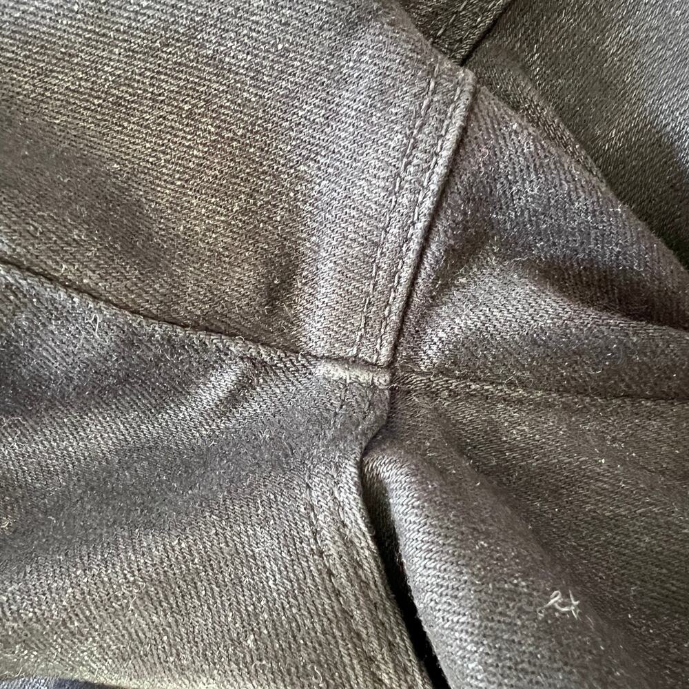 L'AGENCE Black Kendra Coated Cropped Flare Jeans Raw Hems Size 25 Stretch Kick - Picture 7 of 11